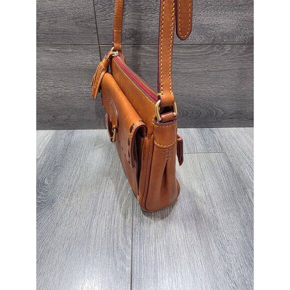 Dooney & Bourke Brown Medium Florentine Pocket Leather Crossbody bag B000553 - Picture 10 of 11